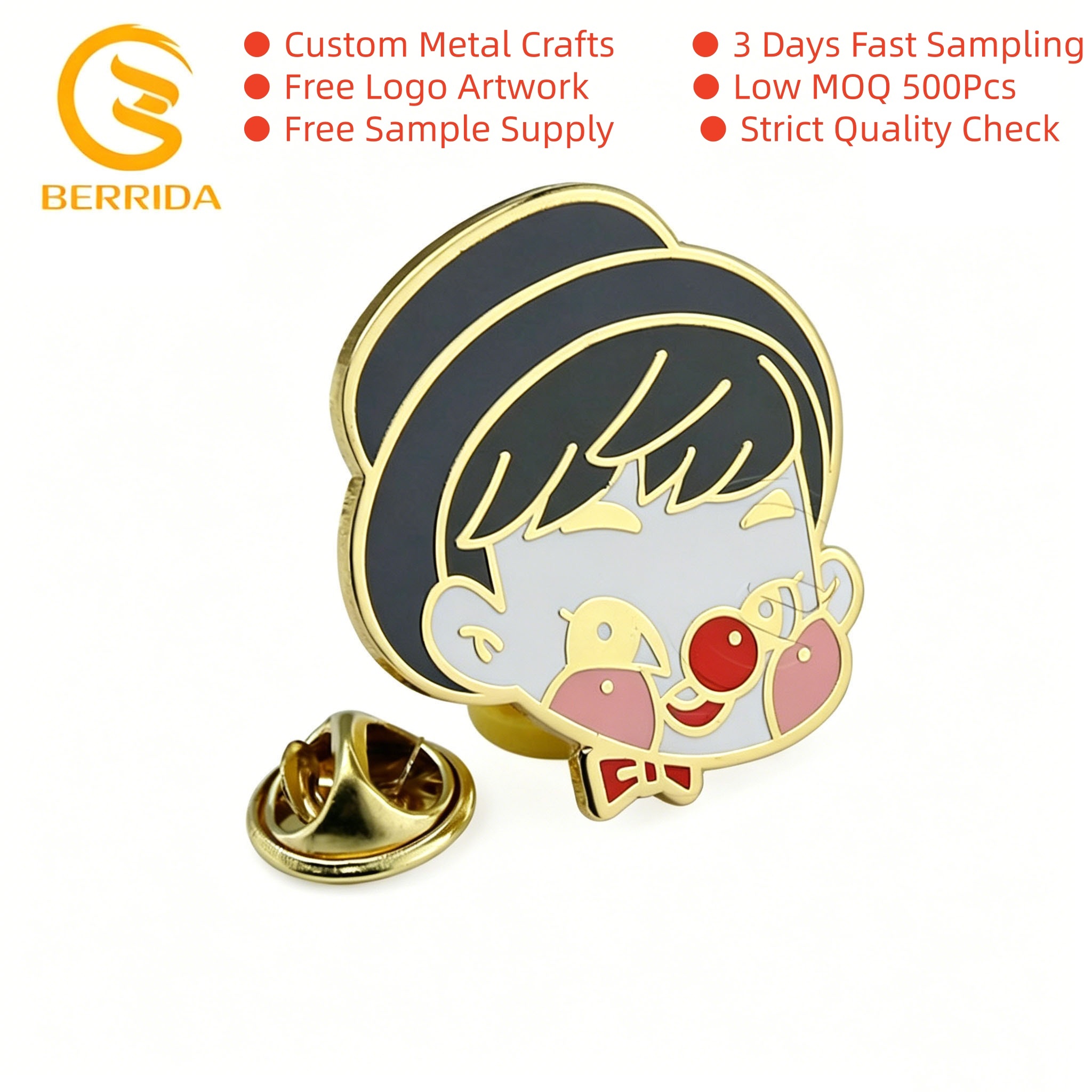 Pin's émaillés personnalisés de clown de dessin animé, badges colorés