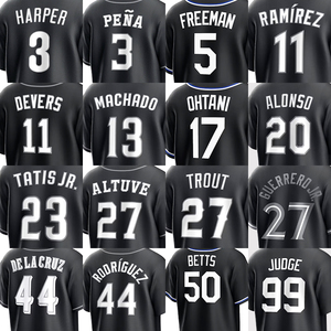 2025 đèn ra màu đen khâu Áo bóng chày Mỹ 99 Thẩm phán 17 shohei ohtani 5 Freeman 27 Jose altuve 23 tatis Jr. - Product Image 1
