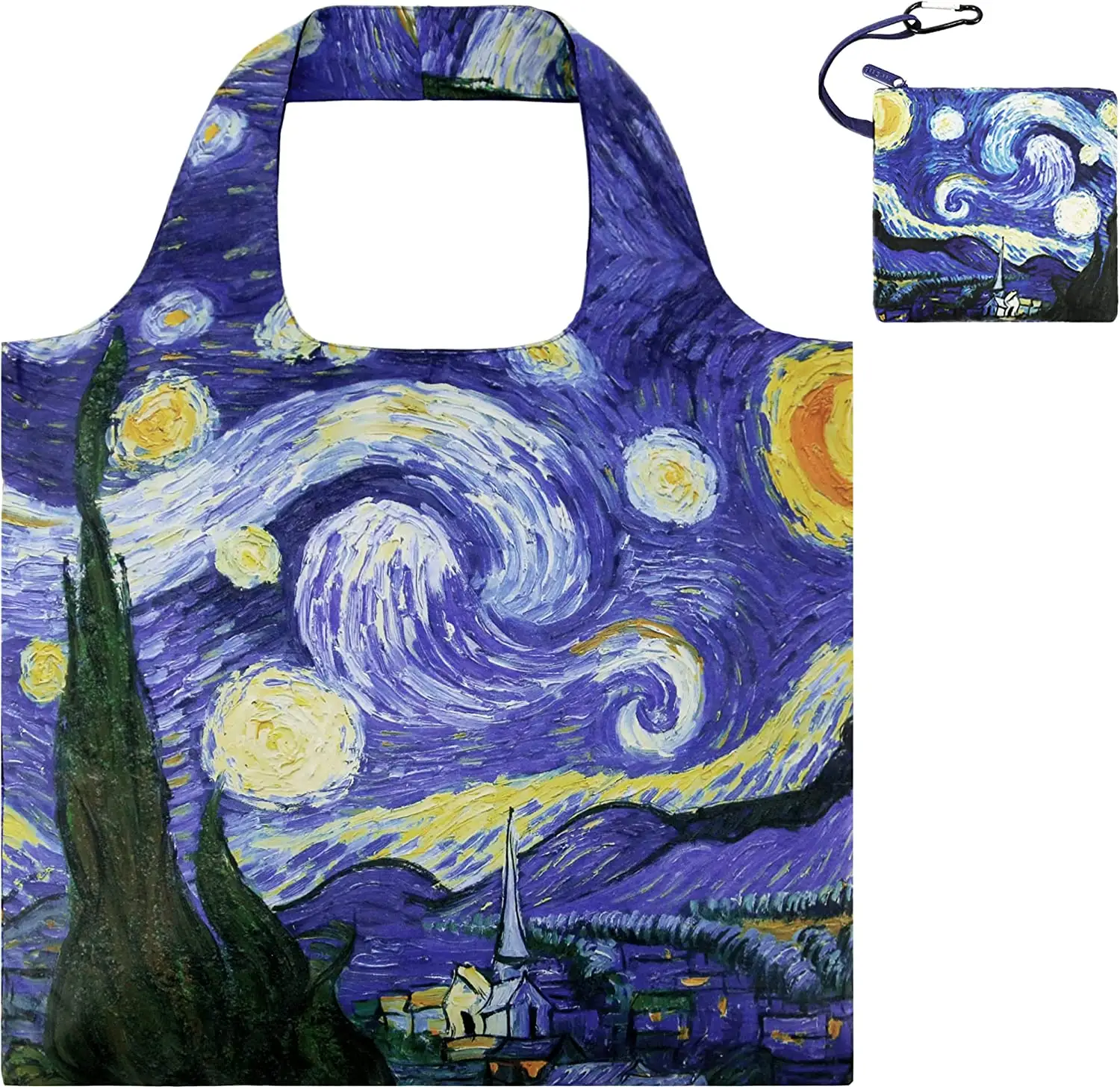 Đầy Sao Đêm Chất Lượng Cao Xách Tay Có Thể Gập Lại Túi Không Thấm Nước Van Gogh Tote Túi Với Túi Và Dây Kéo