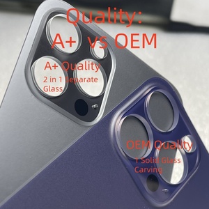 适用于iPhone 8 X XS Max XR SE 11 12 13 14 15 16迷你Plus Pro Max大孔原装带标志的后玻璃罩外壳