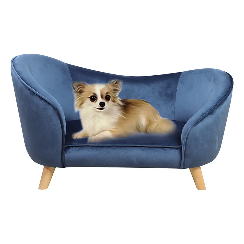 Sofa anjing peliharaan sarung buatan tangan bambu sofa anjing sofa kulit coklat untuk anjing