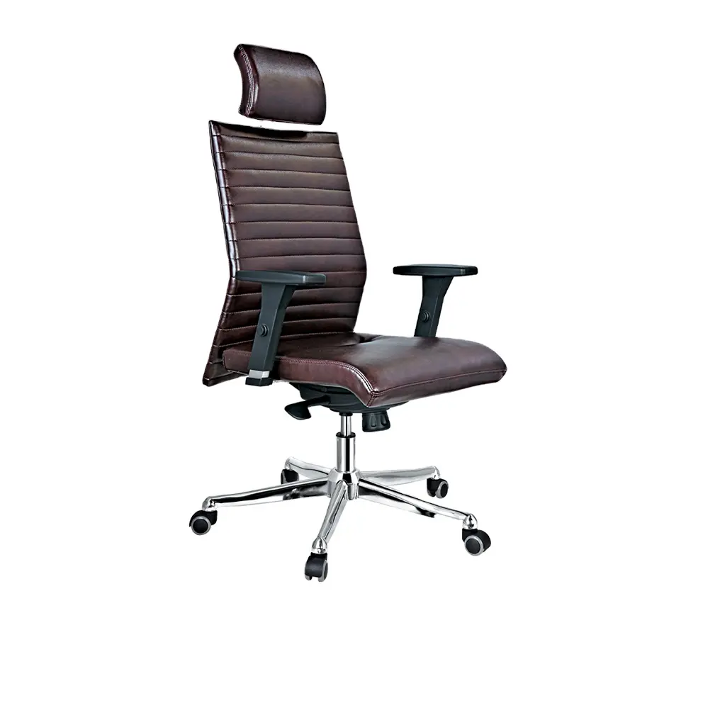 Silla de oficina de muebles usados de cuero marrón rentable reclinable de 180 grados