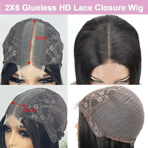 Double Drawn 2x6 Lace Closure Bob Perücke 10 Zoll Bone Straight Glueless Bob Perücke Raw Indian Human Hair Perücke - Product Image 4