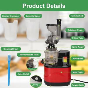 Profesyonel elektrikli büyük ağız yüzlü turuncu meyve sebze çıkarıcı soğuk pres ticari yavaş sıkacağı makinesi - Product Image 2