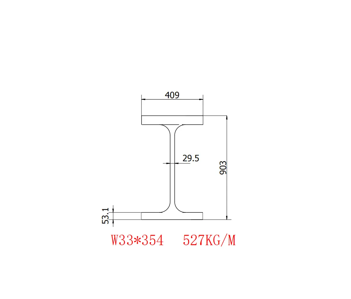 Especificación w33x354 903*409*29,5*53,1 * Material A36/a572/a992, de la norma ASTM A6/a33x354, para aplicaciones de equipos mecánicos