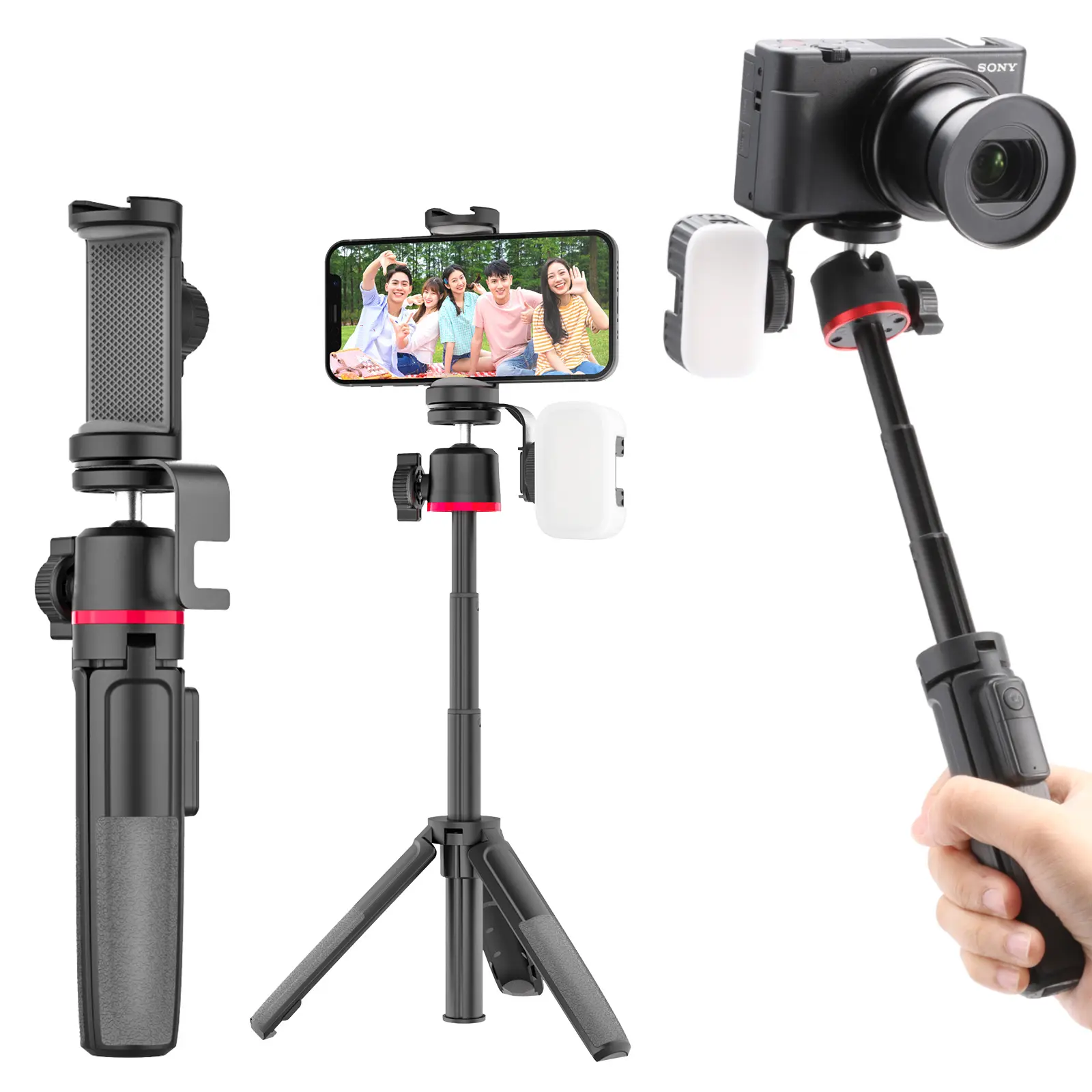 Uzun Selfie sopa Tripod telefon ve kamera uzatılabilir cep telefonu Tripod standı kablosuz uzaktan mobil Mini Tripod ile