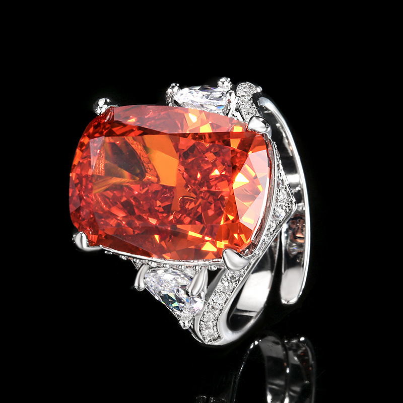 Bague rouge chinoise taille réglable, coupe Fleur de Glace