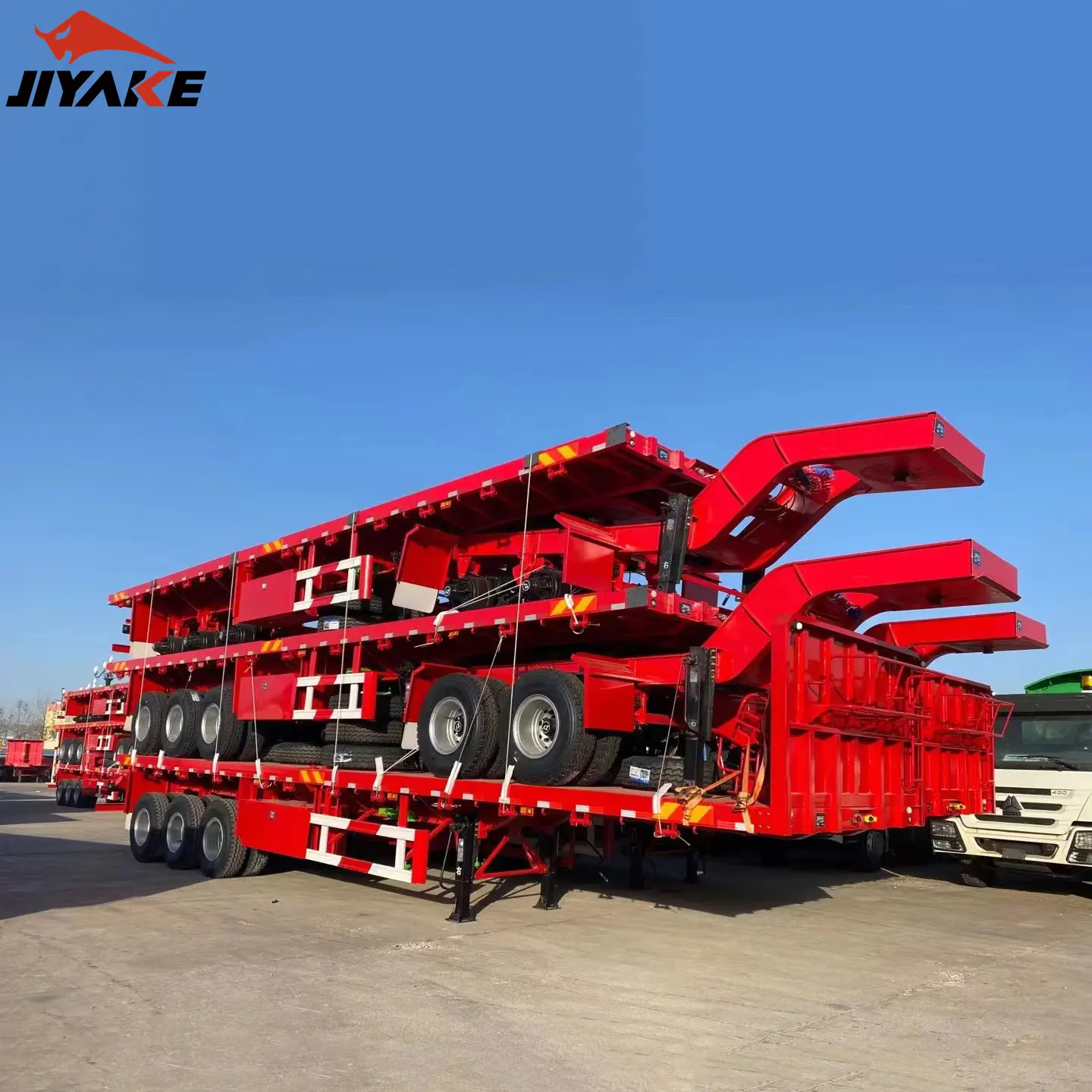Low Price 2/3/4 Axle 20FT 40FT 45FT Container Transport Flatbed Flat Bed Semi Trailer 1 Piece Steel Truck Trailers Semi-trailer