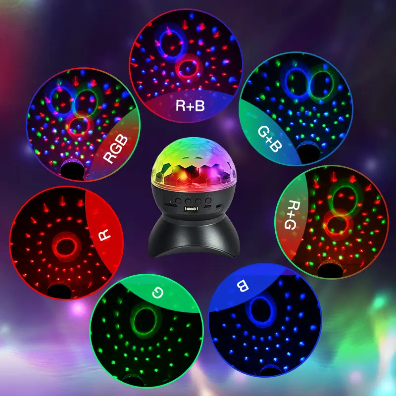 Led disco light speaker Bluetooth Speaker Rechargeable RGB Disco Light magic ball party stage lights mini disco led lamp