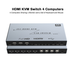 Verified Factory 4x1 2x1 8K HDMI <strong>KVM</strong> <strong>Switch</strong> 4K60 4K30 2 Port 4 Port HDMI <strong>KVM</strong> Selector Switcher PC Extended Display