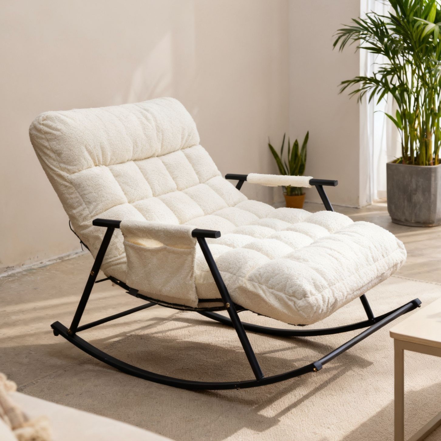 Double-person pedal model-lambswool-off white-black legs