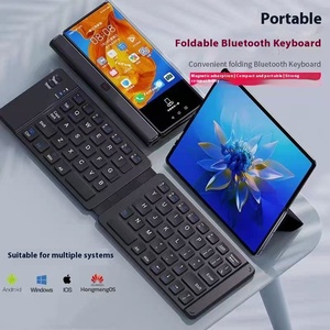 Factory <strong>Price</strong> in <strong>Stock</strong> Dual Folding Design Plastic Rechargeable Silent Portable Bluetooth Keyboard for iPad Tablet - Product Image 5