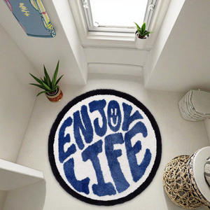 Oem logo thương hiệu sợi nhỏ chần xù xù lông phòng tắm Thảm vòng hình dạng chần sợi vòng tùy chỉnh thảm với logo - Product Image 1