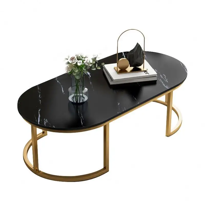 A mobília luxuosa moderna da sala de estar da mesa de café ajusta mesas de café do centro do metal com gaveta Mobília home