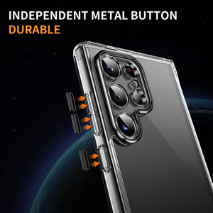 S24 Ultra外壳，新款透明TPU + PC 2合1金属按钮防震手机外壳，适用于三星Galaxy S24 Ultra - Product Image 3