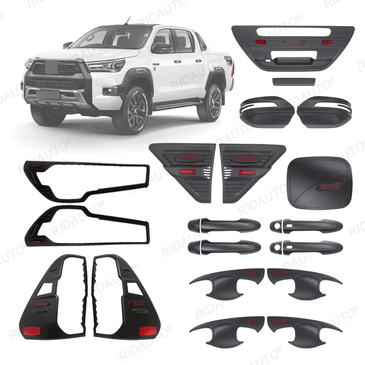 Pick Up Off Road Body kit colore nero opaco accessori auto modificati personalizzati adatti per Toyota Hilux 2020-2023