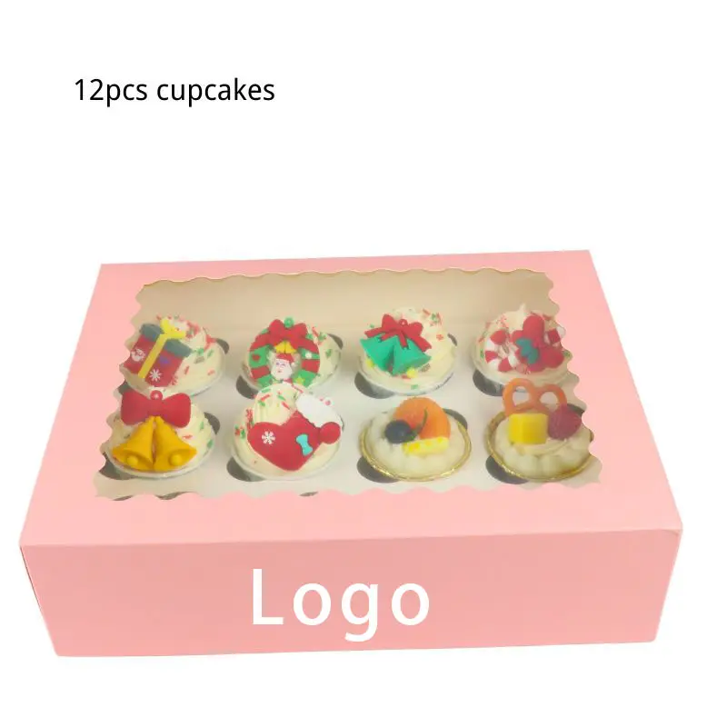 Récipient à cupcakes en carton kraft 12 trous personnalisable pour biscuits muffins gâteaux cadeaux d'anniversaire pour emballage alimentaire