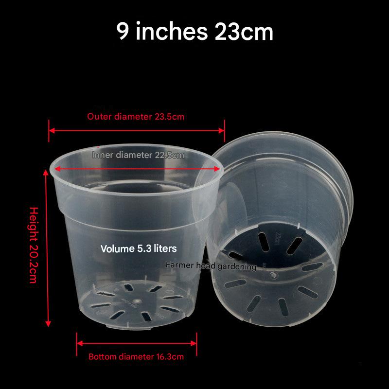 Pot de fleur transparent 9 pouces 23cm