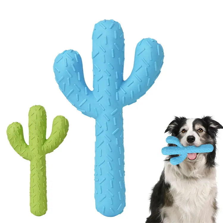 Hot Stijl Duurzaam Cactus Pet Tough Rubber Interactieve Piepende Hond Kauwen Speelgoed Voor Training En Reiniging Tanden