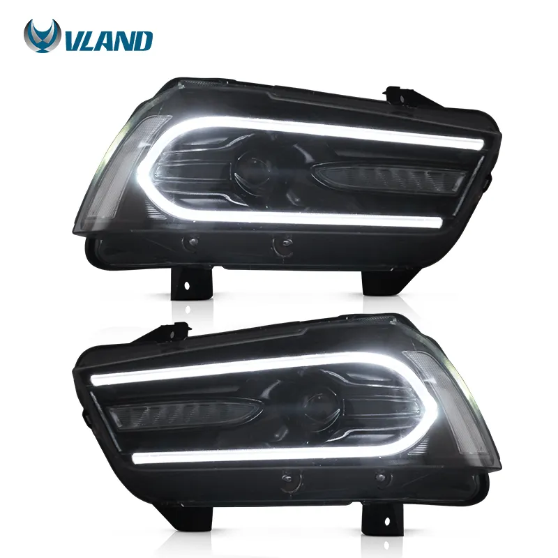 VLAND Factory-faros LED completos para Dodge Charger, luz de cabeza de 7. ª generación, secuencial, 2011-2013, 2014