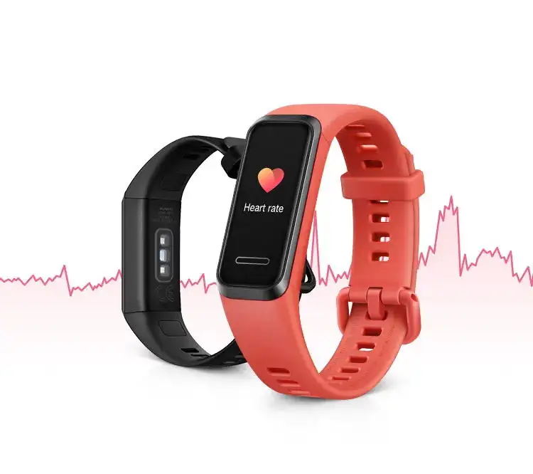 Hua-Wei smartband 4สายรัดข้อมืออัจฉริยะ, อุปกรณ์ติดตามอัตราการเต้นของหัวใจตัวนับก้าวกันน้ำจอ GPS สำหรับชีวิตในบ้านอัจฉริยะ