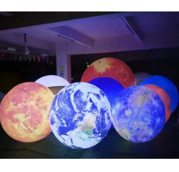 Uzay tema parti dekorasyon şişme gezegen, şişme toprak ay dokuz gezegenler asılı led modeli