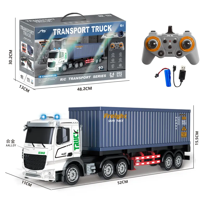 RC 1:20 Remote Control Container Truck Simulation Large Trailer Container Truck 2.4G Flatbed Transport Vehicle Mechanical Car