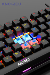 Stokta Ancreu OEM RGB DIY mekanik klavye 87 tuşları ile ışık 9 farklı modları LED aydınlatma kablolu mekanik klavye kiti - Product Image 4