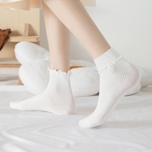 Hstyle <span class=keywords><strong>3</strong></span> Pairs kadınlar fırfırlı çorap fırfır çorap kız kadınlar için düz renk marul kenar konfor nefes bir boyut 5-9 hediye olarak