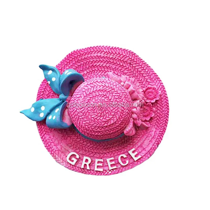 Creative Straw Hat Shaped Crete Greece Souvenir Gifts Custom Made Refrigerator Magnets 3D Resin Fridge Magnets