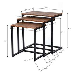 High Quality <strong>Nesting</strong> Coffee Side <strong>Table</strong> 3 Pieces Wood <strong>Nesting</strong> <strong>Tables</strong> Metal Frame Side Coffee <strong>Table</strong> - Product Image 2