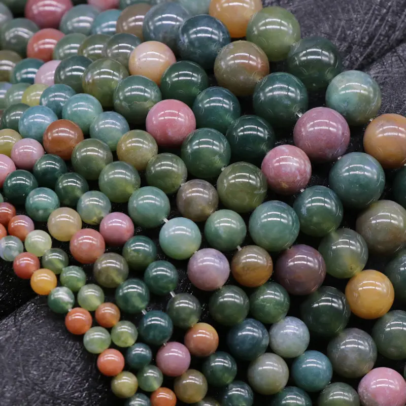 6mm 8mm 10mm 12mm Piedra preciosa Jade de color indio Cuentas redondas sueltas para la fabricación de joyas Diy