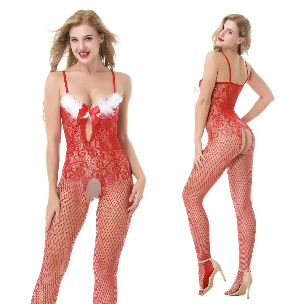 Body feminino com alça arrastão, lingerie vestido uma peça decote em v vermelho natal
