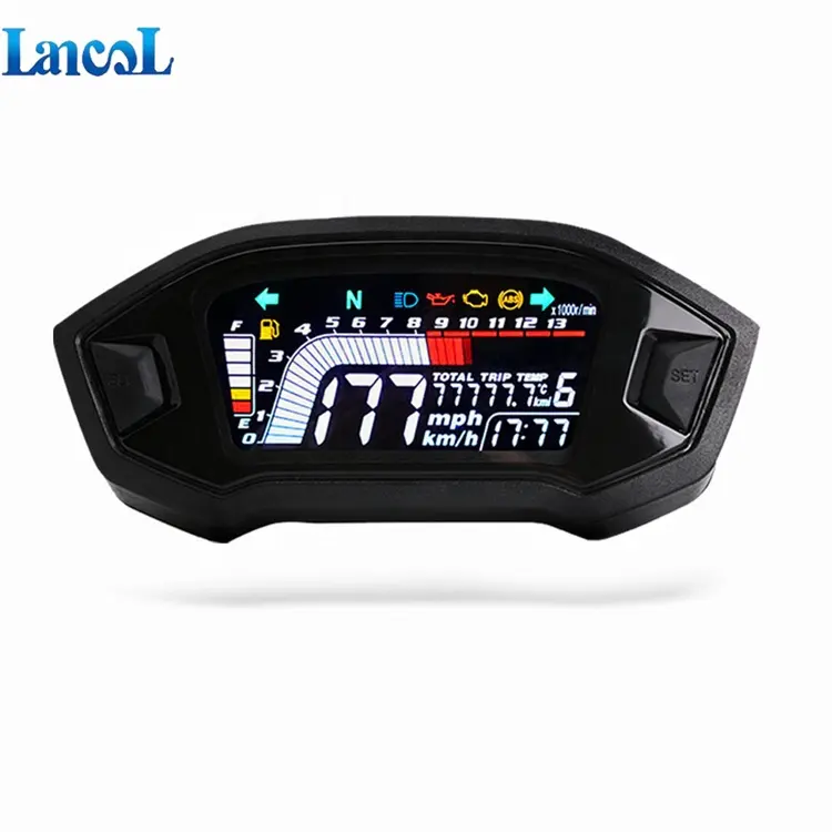 Lancol meteran motor Universal, Odometer Digital LCD untuk suku cadang sepeda motor, Speedometer, instrumen, lampu belakang