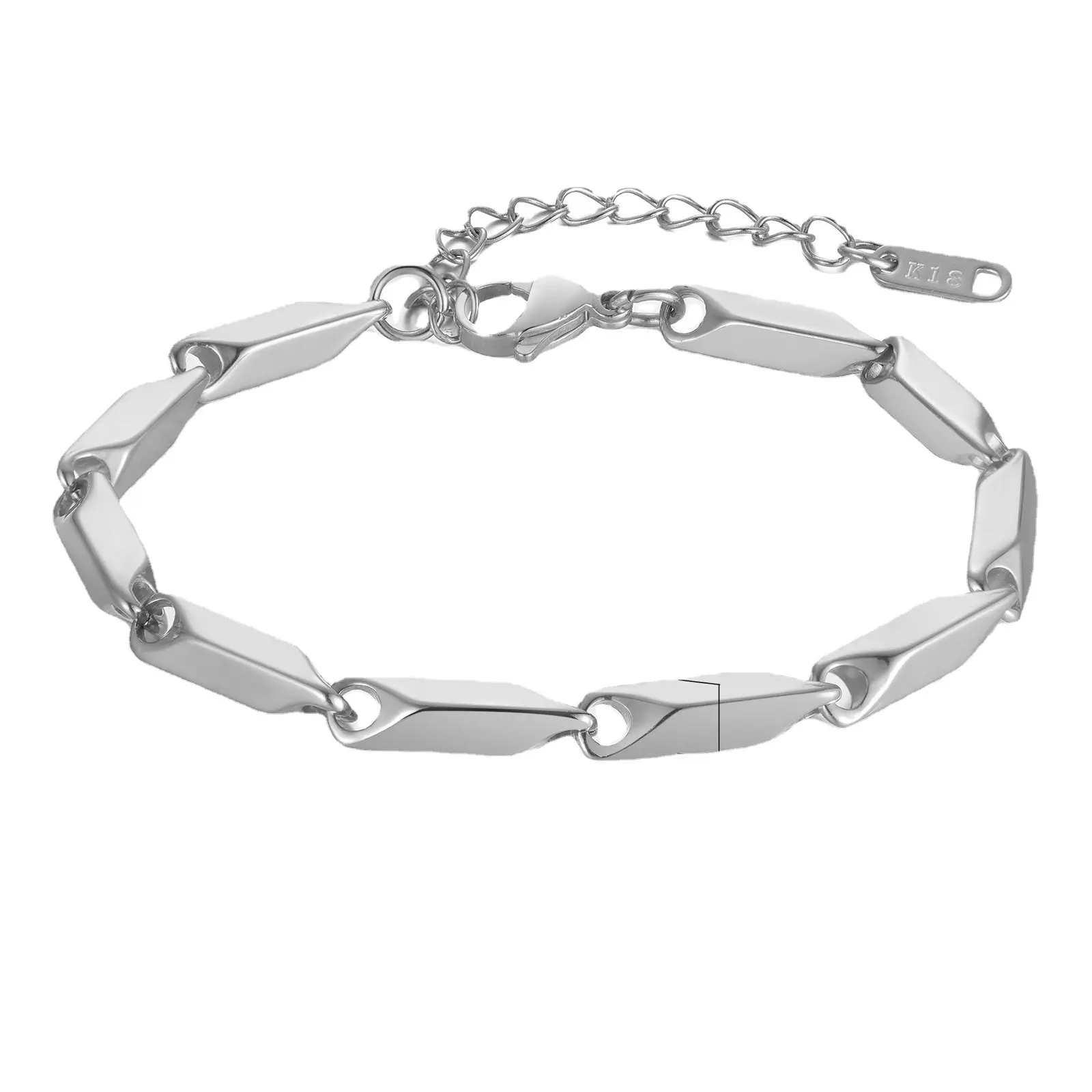 Bar Link Thai Baht Pulsera Oro Negro 18 + 5CM Acero inoxidable Chapado en oro Pulsera de bambú Joyería para hombres