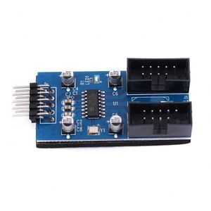 Placa base USB 9Pin USB 2,0 Hembra Negro Interfaz Header Splitter 1 a 2 Adaptador de cable de extensión Conectores HUB USB de 9 pines