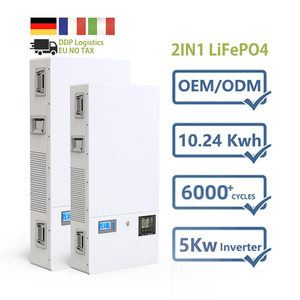 免税51.2V 200Ah LiFePO4电池，内置2合1 5Kw逆变器48V 10Kwh电源壁太阳能存储电源壁电池 - Product Image 1