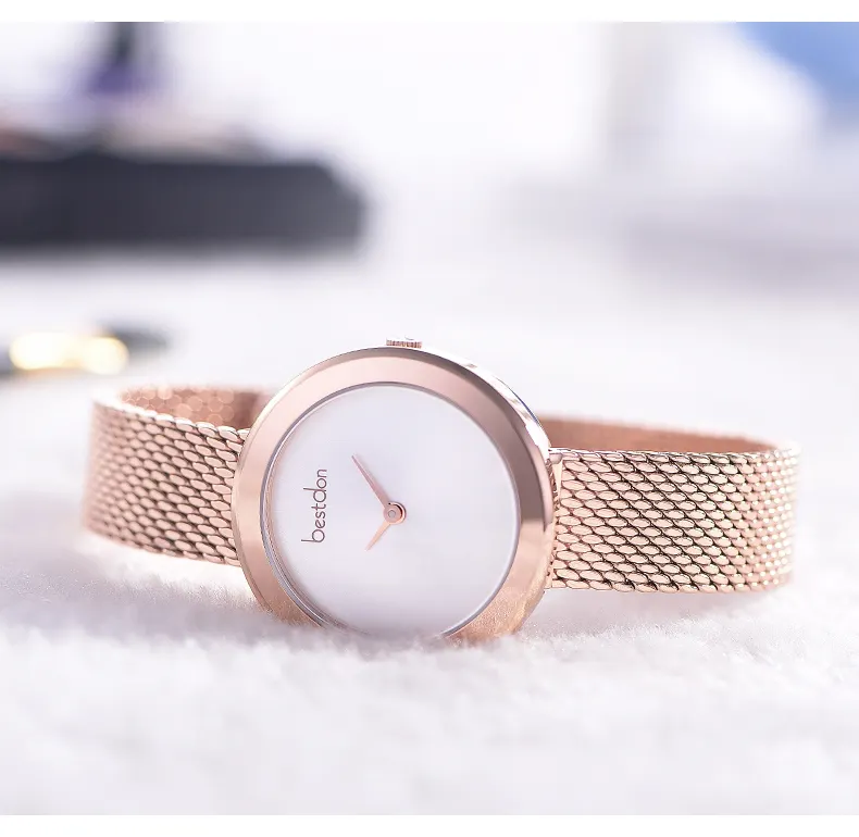 Minimalista señoras milanesa reloj de pulsera de moda de las mujeres MINI RELOJ con logotipo personalizado