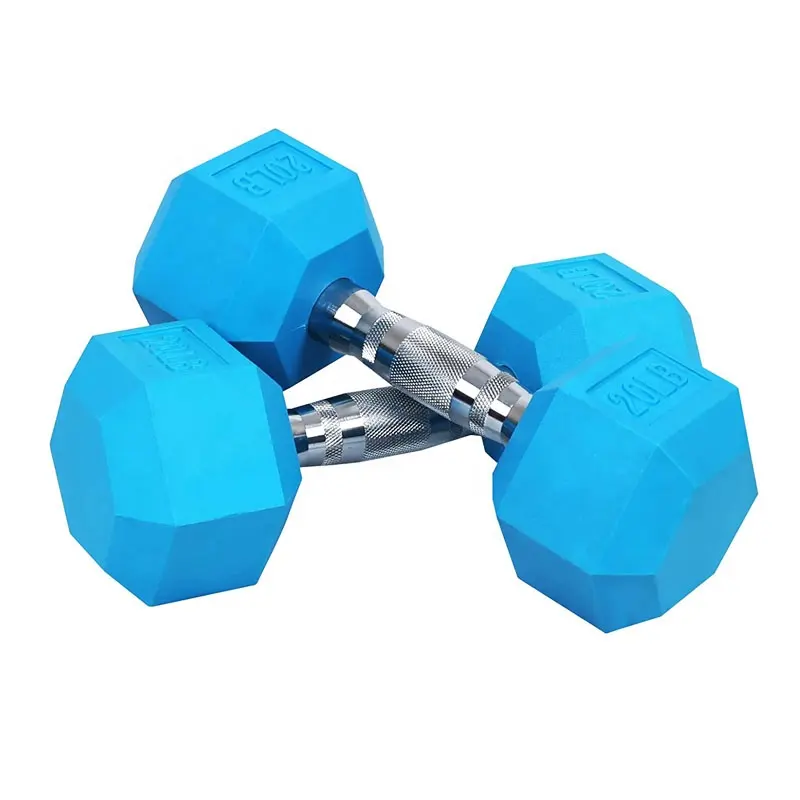 OEM/ODM 5-100 lbs renkli altıgen ağırlık Dumbbells Set kauçuk kaplı Hex kauçuk dambıl kadınlar pembe Hex Dumbbells kg