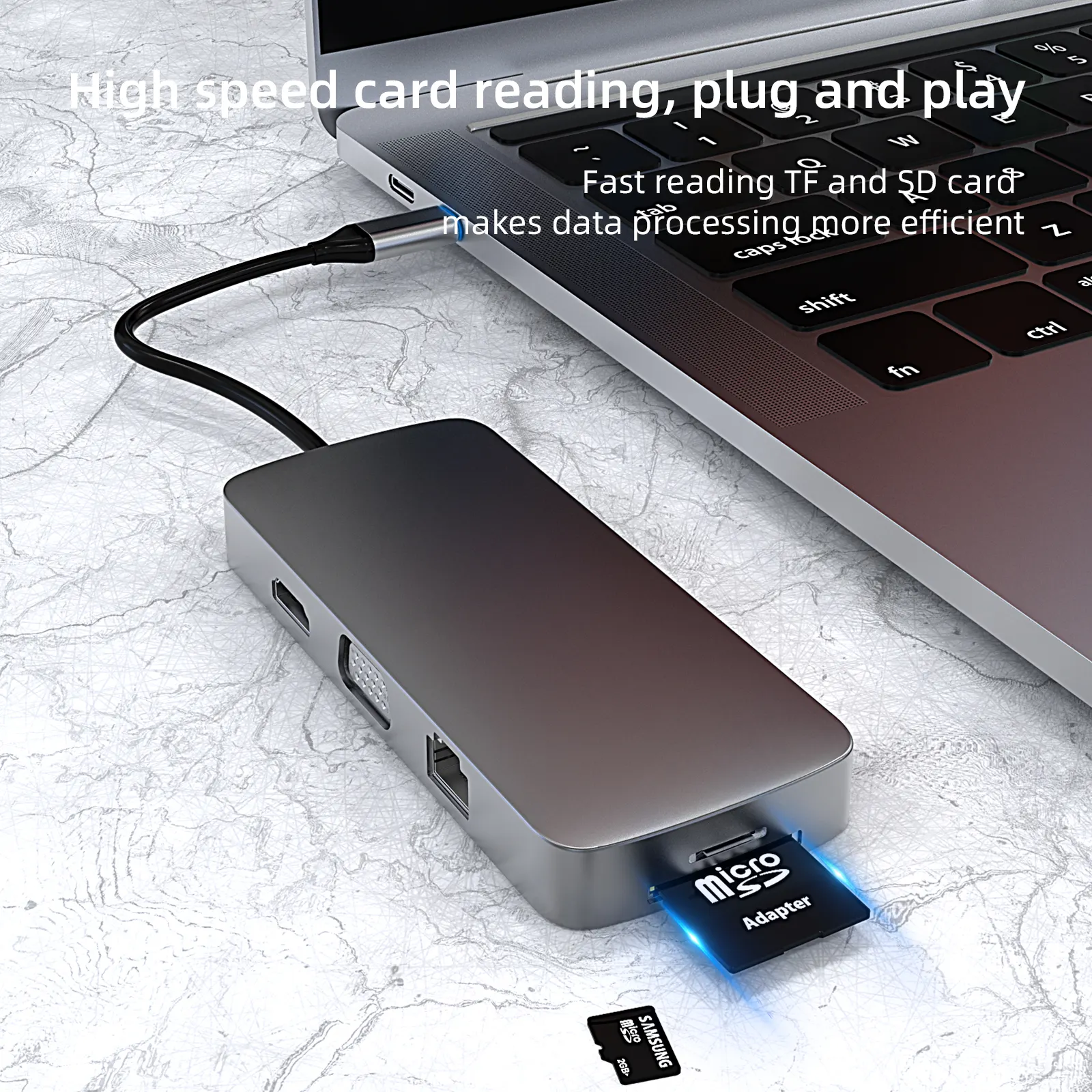 ขายร้อน USB Hub 10 พอร์ตรองรับ Type-C ช่องคอมพิวเตอร์ HD-MI USB3.0 USB2.0 SD TF RJ45 VGA AUDIO3.5 มม.ความถี่เสียง USB-