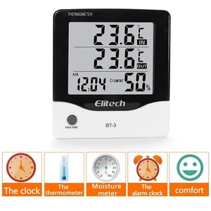 BT-3 Indoor/ Outdoor Digital Thermometer <strong>Hygrometer</strong> Temperature <strong>Hygrometer</strong> with <strong>Large</strong> LCD Display Clock and Min/max Value - Product Image 3
