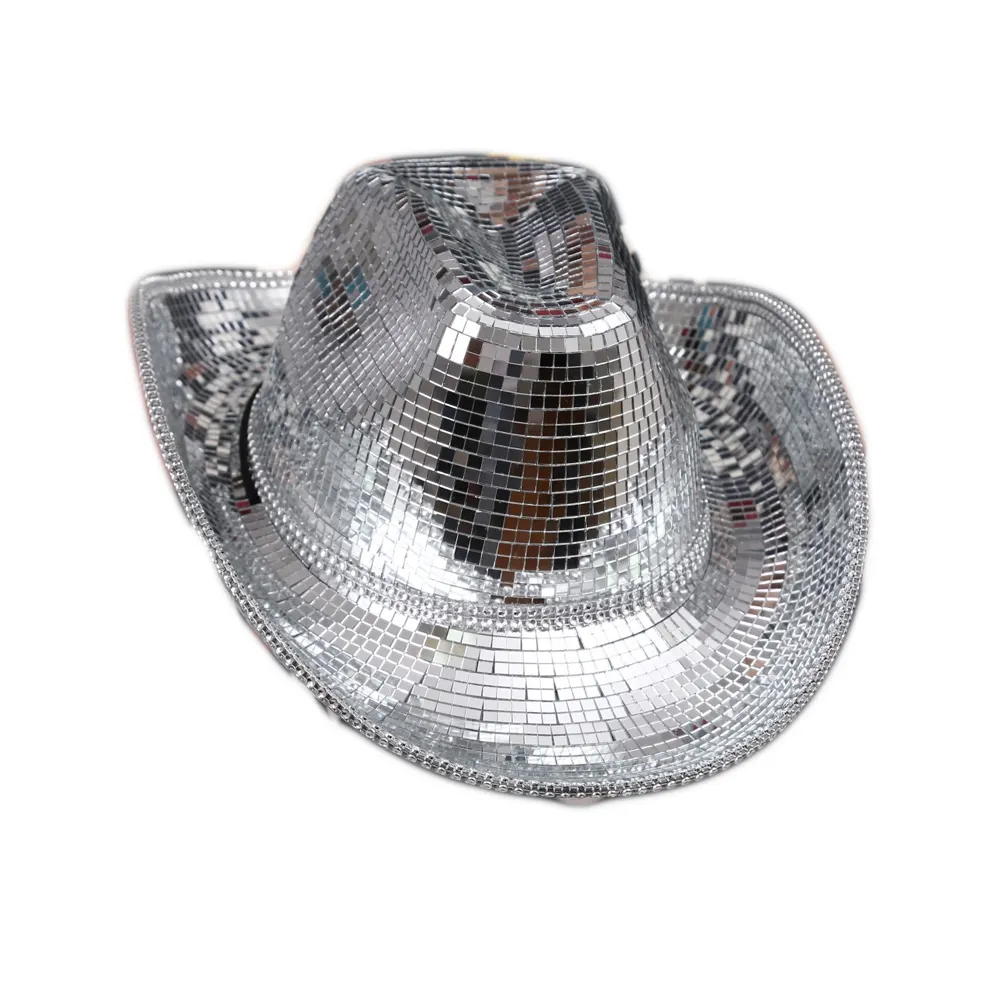 Nueva llegada Venta caliente Bling Disco Bucket Disco Ball Cowboy Fedora sombreros Disco Ball Cowboy Hat