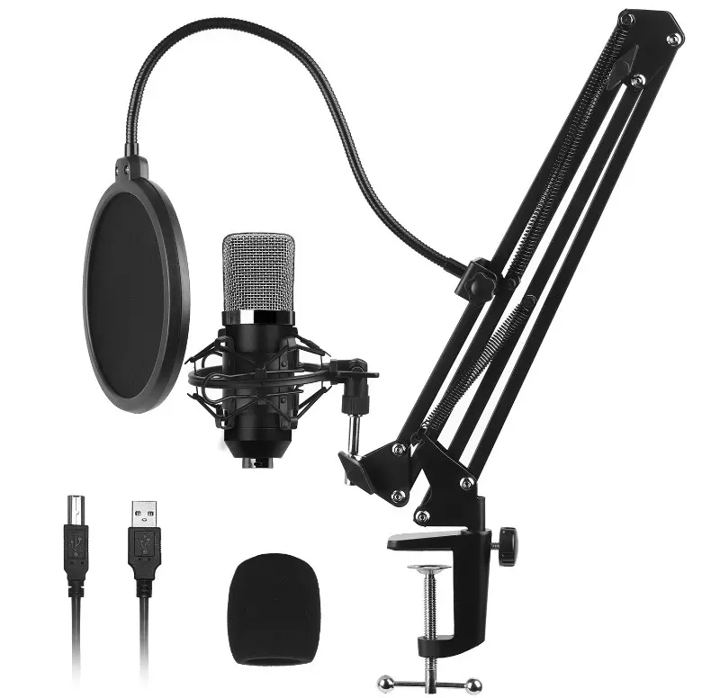Microfone USB 192kHz/24bit Cardioid Condensador Studio Mic Kit para Tiktok Gaming Streaming Podcast Skype