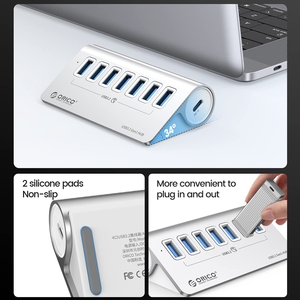 Taşınabilir alüminyum alaşım ORICO 7-Port USB 3.2 Gen1 süper hızlı USB hub 5Gbps sabit diskler yazıcı kullanımı için - Product Image 4