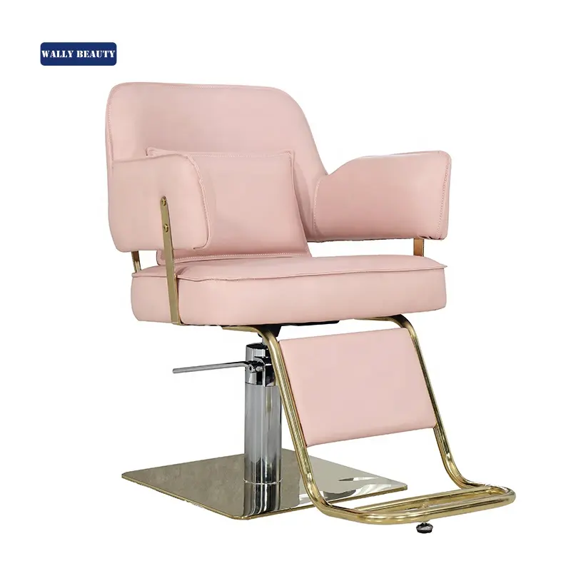 Wallybeauty màu hồng kim loại da cắt tóc cắt tóc thiết bị xách tay salon tạo kiểu tóc ghế