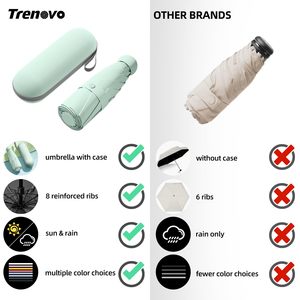 Viagem Mini Guarda-chuva Compacto Dobrável com Estojo, 8 Costelas PortableSmall Sun & Rain Pocket <span class=keywords><strong>Umbrella</strong></span> para Meninas e Mulheres