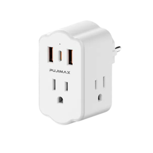 PUJIMAX European Travel <strong>Plug</strong> <strong>Adapter</strong> Power <strong>Plug</strong> to USB <strong>Adapter</strong> Type-C Charging Port <strong>Multi</strong> <strong>Plug</strong> <strong>Adapter</strong> <strong>with</strong> 5V 2.4A <strong>Output</strong> - Product Image 1