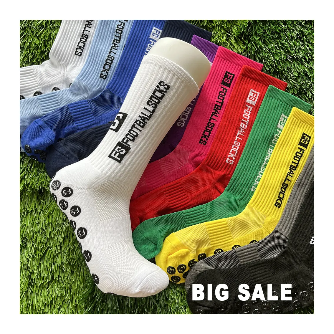 Venta al por mayor populares de alta calidad de compresión de agarre calcetines atléticos antideslizantes calcetines de fútbol de los hombres de los niños FS Deportes cortos calcetines de fútbol