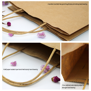Printing Plain Brown Kraft Paper Bag With Twisted <strong>String</strong> <strong>Handle</strong> Custom Paper Shop Bags With Your Own Logo - Product Image 3