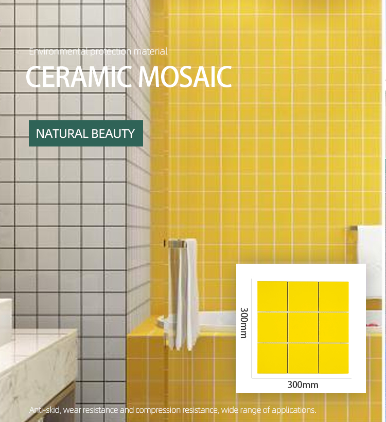 Mosaic prices yellow tiles for kitchen 97*97mm matt backsplash mosaic wall tile
